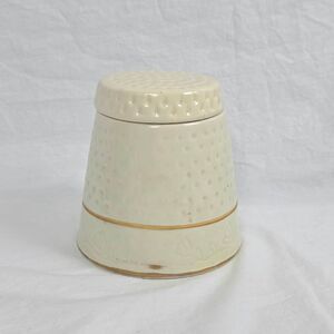 Vintage Cream Ceramic Lidded Canister / Jar – Textured Dot Pattern
